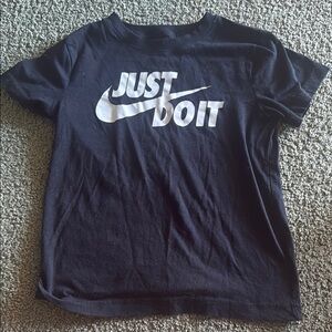 Nike Kids Black Tee with White 'Just Do It' Slogan